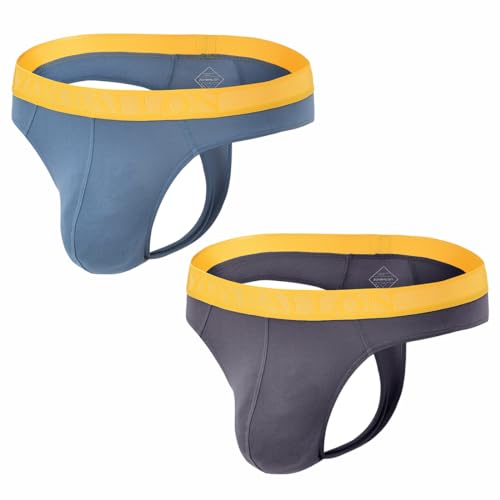 ZONBAILON Herren Tanga Unterwäsche Sexy Mann G-String Butt-Flaunting Tongs Undie T-Rücken Unterwäsche, 2er-Pack: Grau Blau + Grau, Medium ZONBAILON Herren Tanga Unterwäsche Sexy Mann G-String Butt-Flaunting Tongs Undie T-Rücken Unterwäsche, 2er-Pack: Grau Blau + Grau, Medium von ZONBAILON