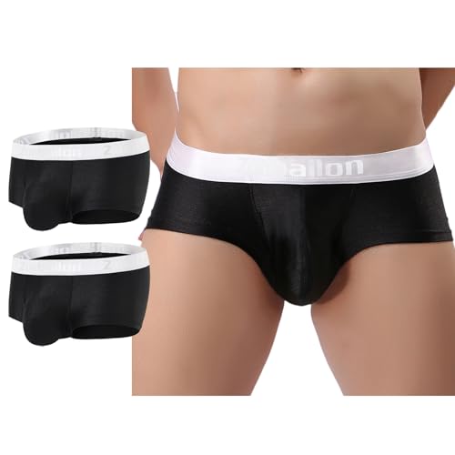 ZONBAILON Sexy Herren-Unterhose mit ausbeultem Beutel, Eisseide, niedrige Leibhöhe, Boxershorts - Schwarz - X-Large von ZONBAILON
