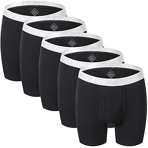 Zonbailon Herren Unterwäsche Boxershorts Pack Athletic Breathable Bamboo Big and Tall Cooling Unterwäsche Trunks M L XL XXL 3XL, 5 x Schwarz – 02, 3XL Groß Hoch von ZONBAILON