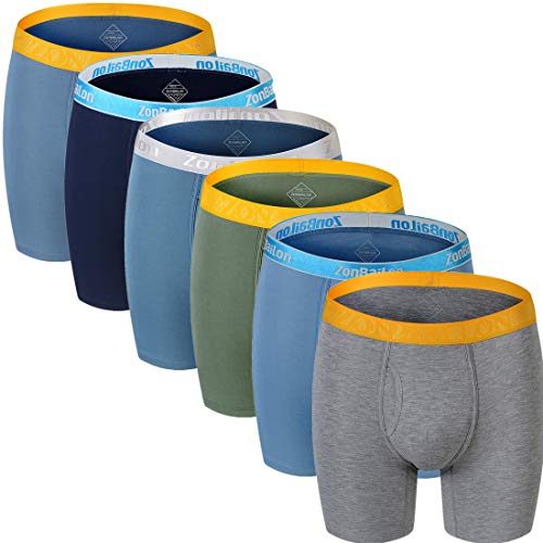 Zonbailon Herren Unterwäsche Boxershorts Pack Athletic Breathable Bamboo Big and Tall Cooling Unterwäsche Trunks M L XL XXL 3XL, 6 x mehrfarbig, 3XL Groß Hoch von ZONBAILON