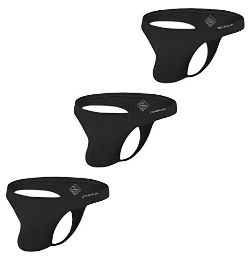 ZONBAILON Herren-Bikini, Bambus-Viskose, G-String, T-Rücken, Tanga, Unterwäsche, niedrige Leibhöhe, 3 x Packung, schwarz, Medium von ZONBAILON