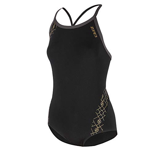 ZONE3 Frauen Iconic Bound Zurück Kostüm - Schwarz Grau Gold - Leichte UV Protection und SPF - Properties Womens Swimwear - 30 von ZONE3