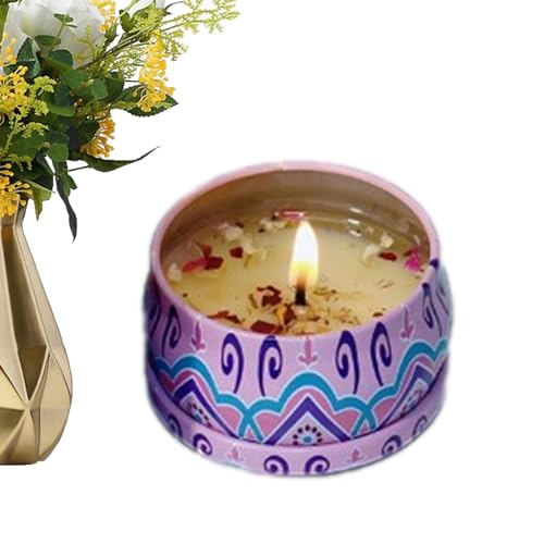 Duftende Teelichter,80g Sojawachs-Duftkerzen für Zuhause | Exquisites Trockenblumen-Kerzenglas-Design, Sojawachs-Teelichter zum Stressabbau und Entspannung, Hochzeitsbevorzugung Zonewd von ZONEWD