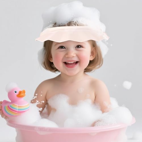 ZONJIE Baby Shower Cap, Kids Hair Washing Shield, Adjustable Bath Head Cap Visor for Washing Hair Safe, Children Shampoo Cap, Bath Head Shield for Eyes&Ears Protector (Beige) von ZONJIE