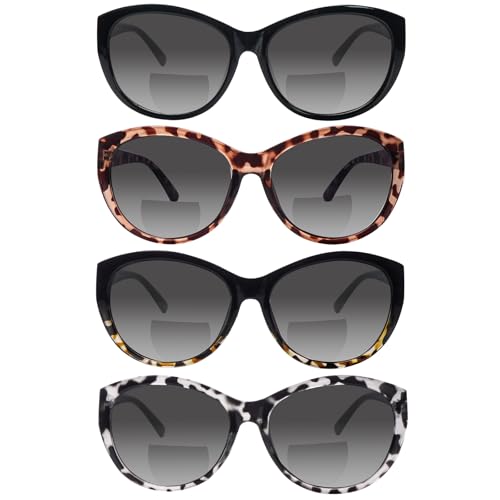 ZONLON 4er-Pack Bifokale Sonnenlesebrillen für Damen und Herren – Modische UV400-Schutzbrillen für den Außenbereich (4 gemischte Farben, 3.5, Dioptrien) von ZONLON