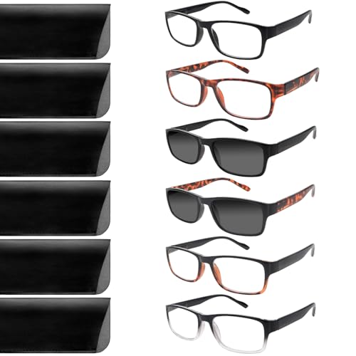 ZONLON 6 Pack Lesebrille für Herren und Damen Blaulichtfilter Leicht Lesehilfe mit Federscharniere Anti-Müdigkeit (6 Mehrfarbig4, 3.50, x) von ZONLON