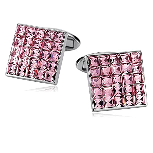 ZONSHJDKR Manschettenknöpfe Vintage Square Lattice Herren Manschettenknöpfe Hemd Herren Klassische Edelstahl Manschettenknöpfe Herrenanzug Accessoires von ZONSHJDKR