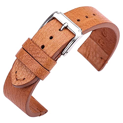 ZONSHJDKR Uhrenarmband 18mm 20mm 22mm Herren- und Damen-Retro-Armband aus Edelstahl mit Dornschließe(Brown_18mm) von ZONSHJDKR