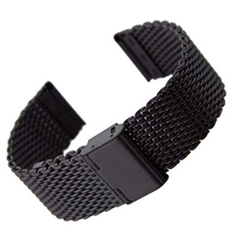 ZONSHJDKR Uhrenarmband Herren-Uhrenarmband, Gliederarmband, 20–22 mm, Mesh-Edelstahl, weiblich, 20–22 mm, universelles Uhrenarmband(20mm_Black) von ZONSHJDKR