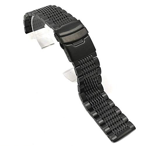 ZONSHJDKR Uhrenarmband Uhrenarmbänder 18mm 20mm 22mm 24mm Edelstahl schwarz Silberne Schnalle Uhrenarmband Armbanduhren Armband klassisch(Black_24mm) von ZONSHJDKR