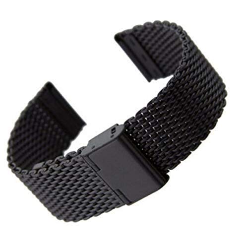 ZONSHJDKR Uhrenarmband Uhrenarmbänder Herren Uhrenarmband Gliederarmband Handschlaufe 20 22mm Mesh Edelstahl weiblich 20mm 22mm Universalarmband(Black_22mm) von ZONSHJDKR