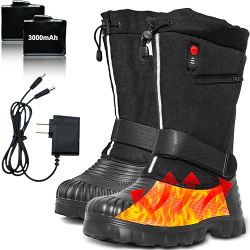 ZONSUSE Beheizte Schneeschuhe,Beheizbare Stiefel für Damen Herren,7.4V 3000mAh Elektrisch Beheizte Schneestiefel,Wiederaufladbare Winterschuhe, mit 3 Heizstufen für Winter Pendeln Angeln Reisen(43EU) von ZONSUSE