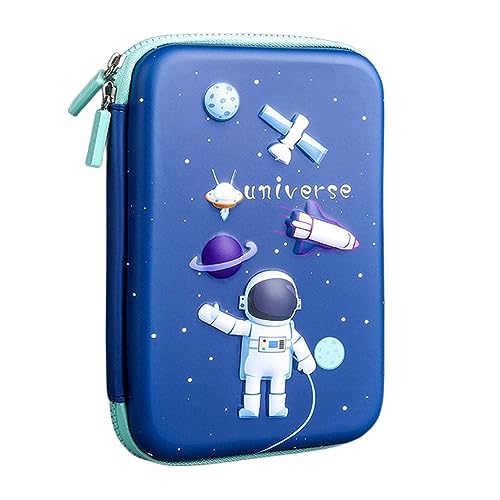 ZONTO Mäppchen Bleistiftkoffer Cartoon Süße Bleistiftkoffer Kawaii Bleistift Fall Reißverschluss Zipper Bleistift Fall Schüler Schreibwaren Schulbüro Vorräte-Blauer Astronaut von ZONTO