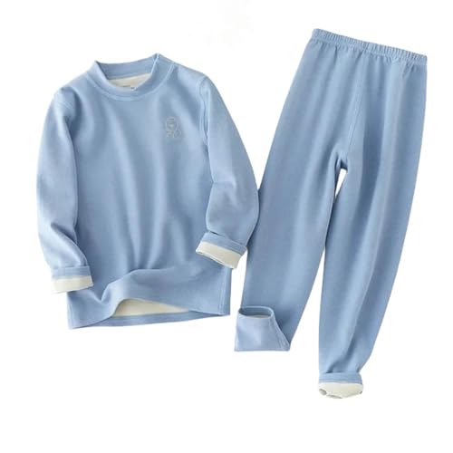 ZONTO Winterunterwäsche für Kinder Kinder Thermounterwäsche Set Winter Jungen Und Mädchen Hosen Verdickte Warme Heimkleidung 14-15 Jahre Alt-Hellblau-120Cm von ZONTO