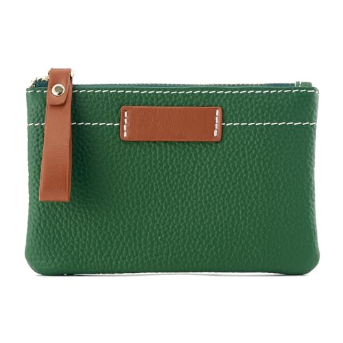 ZOOEASS Münzgeldbörse Beutel Frauen Echtes Leder Tasche Kleingeld Halter Mini Karte Clip Brieftasche mit Schlüsselanhänger Wristlet, Grün , Freizeit von ZOOEASS