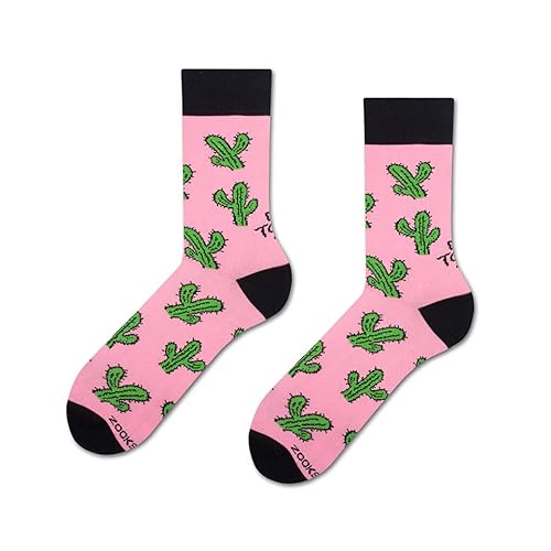 ZOOKSY - Lange Socken mit Be Happy Motiv (1 Paar) I Tennissocken für Damen & Herren I Bunte Socken I Kuschelsocken aus Baumwolle (Kaktus Unheil) von ZOOKSY