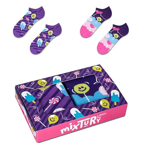 ZOOKSY - Lustige Bunte Sneaker Socken für Damen und Herren (2 Paar) I Funny Socks I Verrückte Motivsocken mit Baumwolle I Bunt Motiv Kurze Socken | Größe: 36-40 | Farbe: Süßigkeiten von ZOOKSY