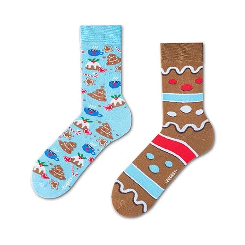 ZOOKSY - Lustige Bunte Socken für Damen und Herren (1 Paar) I Funny Socks I Verrückte Motivsocken mit Baumwolle I Bunt Motiv Socke I Lebkuchen Motive I Große: 41-46 von ZOOKSY