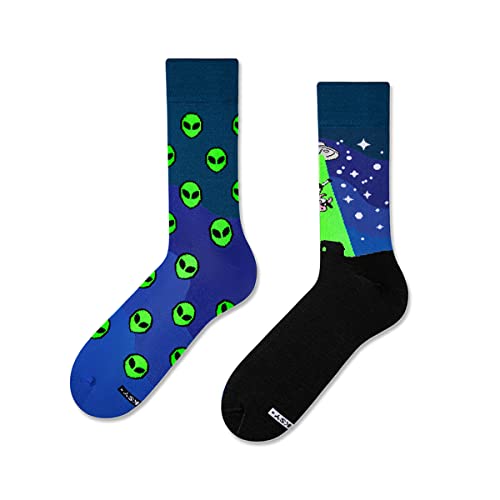 ZOOKSY - Lustige Bunte Socken für Damen und Herren (1 Paar) I Funny Socks I Verrückte Motivsocken mit Baumwolle I Bunt Motiv Socke I Ufo Motive I Große: 36-40 von ZOOKSY