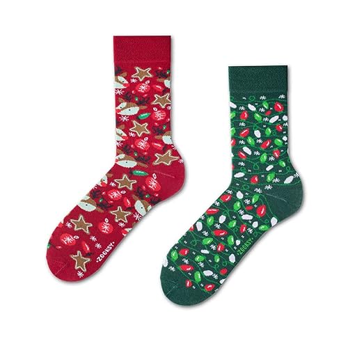 ZOOKSY - Lustige Bunte Socken für Damen und Herren (1 Paar) I Funny Socks I Verrückte Motivsocken mit Baumwolle I Bunt Motiv Socke I Weihnachtsbaum Motive I Große: 36-40 von ZOOKSY