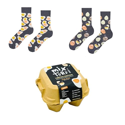 ZOOKSY - Lustige Bunte Socken für Damen und Herren (2 Paar) I Funny Socks I Verrückte Motivsocken mit Baumwolle I Bunt Motiv Socke I Eier Motive I Große: 36-40 von ZOOKSY