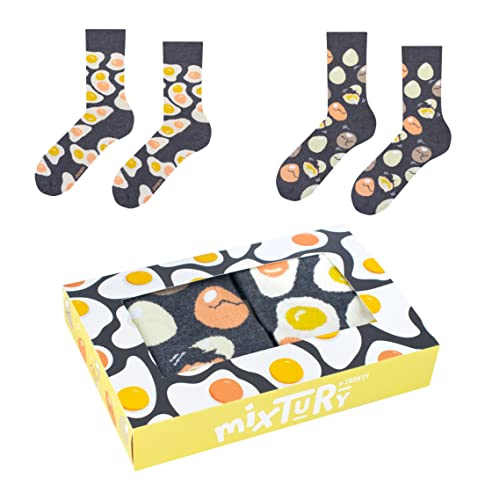 ZOOKSY - Lustige Bunte Socken für Damen und Herren (2 Paar) I Funny Socks I Verrückte Motivsocken mit Baumwolle I Bunt Motiv Socke I Eier Motive I Große: 41-46 von ZOOKSY