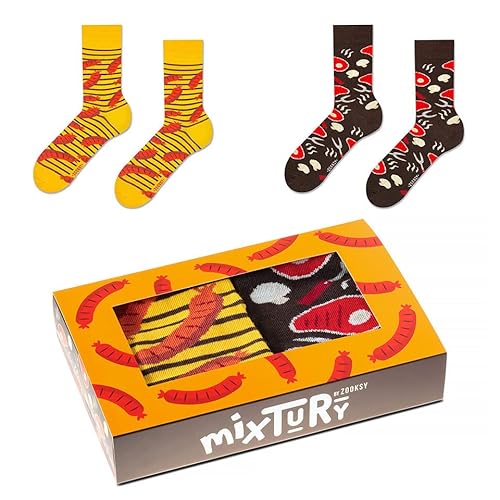 ZOOKSY - Lustige Bunte Socken für Damen und Herren (2 Paar) I Funny Socks I Verrückte Motivsocken mit Baumwolle I Bunt Motiv Socke I Gegrillt Motive I Große: 41-46 von ZOOKSY