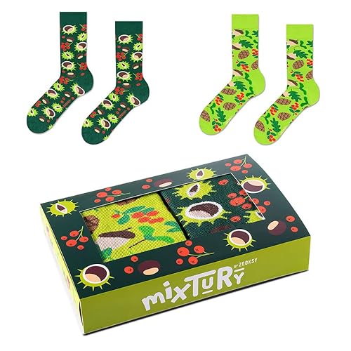 ZOOKSY - Lustige Bunte Socken für Damen und Herren (2 Paar) I Funny Socks I Verrückte Motivsocken mit Baumwolle I Funny Socks I Bunt Motiv Socke I Wald Motive I Große: 41-46 von ZOOKSY