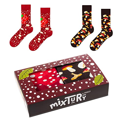 ZOOKSY - Lustige Bunte Socken für Damen und Herren (2 Paar) I Funny Socks I Verrückte Motivsocken mit Baumwolle I Pilz Motiv Socke I Wald Motive I Große: 36-40 von ZOOKSY