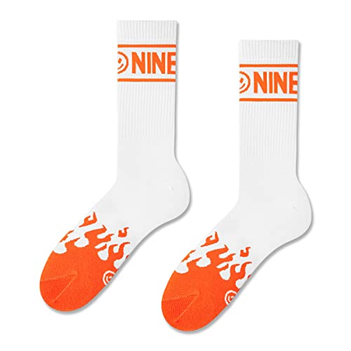 ZOOKSY - Oldschool Tennissocken mit NINETIES Motiv (1 Paar) I Lange Bunt Socken für Damen und Herren - Unisex I Warme Strümpfe mit Baumwolle I Retro Sportsocken (Flamme WEIß) von ZOOKSY