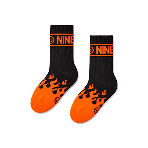ZOOKSY - Oldschool Tennissocken mit NINETIES Motiv (1 Paar) I Lange Bunt Socken für Kinder Unisex I Warme Strümpfe mit Baumwolle I Retro Sportsocken Farbe: Flamme Schwarz (24-29) von ZOOKSY
