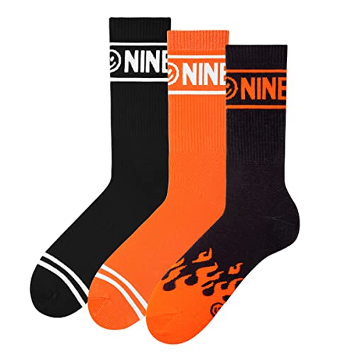 ZOOKSY - Oldschool Tennissocken mit NINETIES Motiv (3 Paar) I Lange Bunt Socken für Damen und Herren - Unisex I Warme Strümpfe mit Baumwolle I Retro Sportsocken - Flamme SCHWARZ (41-46) von ZOOKSY