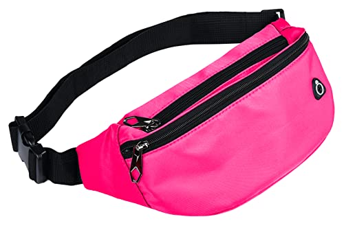 Bauchtasche für Herren und Damen, wasserdichte Sport-Hüfttasche, Gürteltasche für Reisen, Wandern, Laufen, 1 Packung - Rosenrot, Large von ZOORON