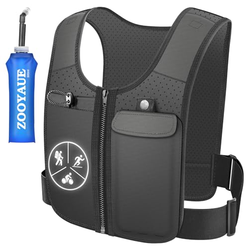 ZOOYAUE Laufweste für Damen und Herren,Verstellbare atmungsaktive Laufweste mit 500ml Trinkflasche, Reflektierender Trinkrucksack mit Handyhalterung, Leichter Laufrucksack Trinkrucksack ZOOYAUE Laufweste für Damen und Herren,Verstellbare atmungsaktive Laufweste mit 500ml Trinkflasche, Reflektierender Trinkrucksack mit Handyhalterung, Leichter Laufrucksack Trinkrucksack von ZOOYAUE