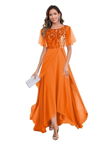 Abendkleider Elegant Für Hochzeit,Damen Brautmutterkleider Lang Rüschenhülsen A-Linie Formelle Abendkleider Mutter Der Braut Kleid Orange 52 Abendkleider Elegant Für Hochzeit,Damen Brautmutterkleider Lang Rüschenhülsen A-Linie Formelle Abendkleider Mutter Der Braut Kleid Orange 52 von ZOOYYUE