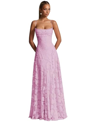 ZOOYYUE Elegante Kleider Damen,Damen Floral Spaghettiträgern Abendkleider Lang Formelle Brautjungfernkleider Ballkleider A Linie Für Hochzeit Mauve 32 von ZOOYYUE