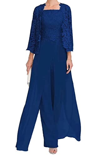 ZOOYYUE Spitzen Hosenanzug Damen Hochzeit - Chiffon Brautmutter Kleid mit Jacke Formell Abendanzug von ZOOYYUE