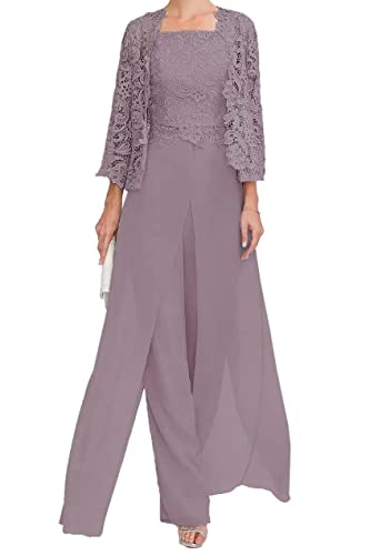 ZOOYYUE Spitzen Hosenanzug Damen Hochzeit - Chiffon Brautmutter Kleid mit Jacke Formell Abendanzug von ZOOYYUE
