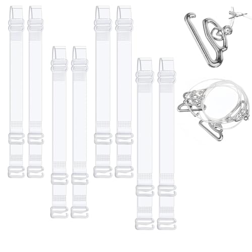 ZOPJUMA 5 Paar Unsichtbarer Klare BH Träger, Transparent BH-Träger, Verstellbare Durchsichtige BH-Träger, Transparenten/Matte Ersatz-BH-Träger von ZOPJUMA