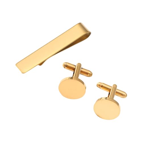 Praktisches, stabiles Edelstahl-Manschettenknöpfe und Krawattenklammer-Set für formelle Veranstaltungen und Bürokleidung mit modernem Look von ZORESCOLEO