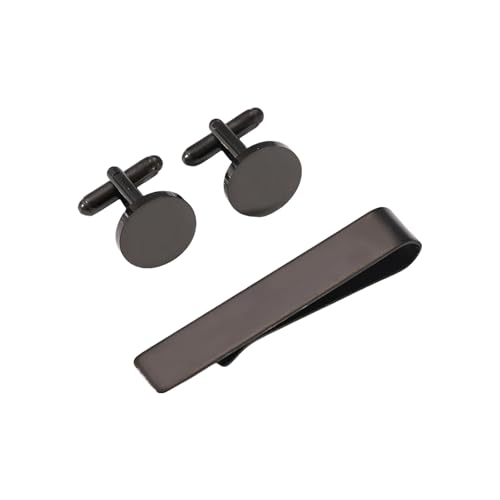 Praktisches, stabiles Edelstahl-Manschettenknöpfe und Krawattenklammer-Set für formelle Veranstaltungen und Bürokleidung mit modernem Look von ZORESCOLEO