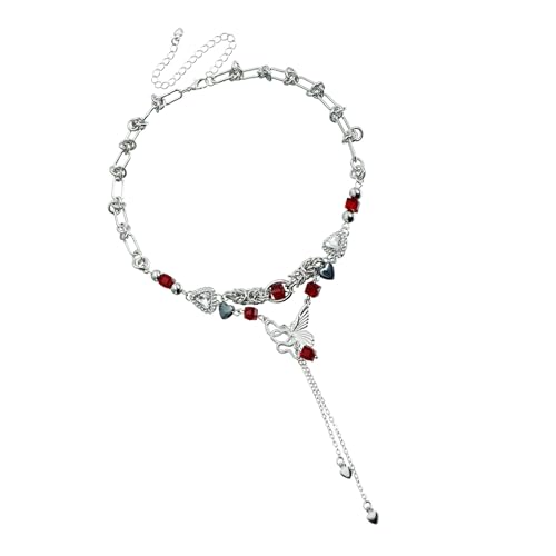 ZORESCOLEO Edgy süße Schmetterlings-Fransen-Kette, Halskette, allergiebeständige Legierungsmaterialien, angenehm zu tragen für den täglichen Modeschmuck von ZORESCOLEO