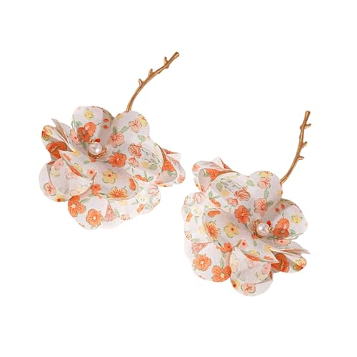 ZORESCOLEO Einzigartige Blumen-Ohrstecker, handgefertigt, modische Ohrringe, Legierung, Textur, geeignet für verschiedene Anlässe, as the pic show, Legierung, Chiffon-Blumen, Imitationsperlen von ZORESCOLEO