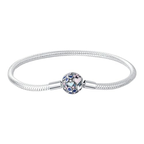 ZORESCOLEO Elegantes Blumendesign-Armband mit runden und herzförmigen Strass-Perlen, Dekoration für modische Frauen, 19 cm, Metall von ZORESCOLEO