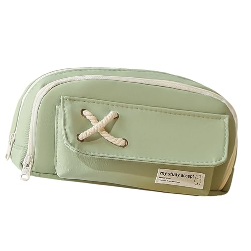 ZORESCOLEO Federmäppchen Mädchen Federmäppchen Schreibwaren Tasche Make-up Tasche Leinwand Stifttasche Bleistift Organizer Schreibwaren Tasche für Schule Büro, grün, as the pic show von ZORESCOLEO