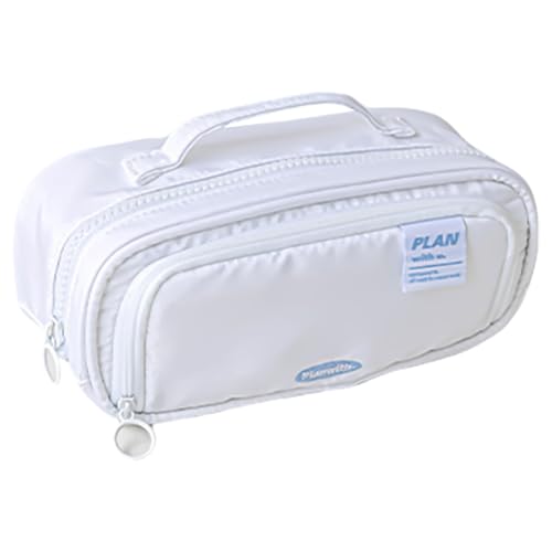 ZORESCOLEO Federmäppchen mit großem Fassungsvermögen, einfache Schreibwaren-Tasche, erweiterbare Bleistifttasche, Schreibtisch-Organizer für Schüler und Mädchen, weiß, as the pic show von ZORESCOLEO