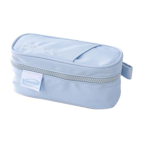 ZORESCOLEO Federmäppchen mit großem Fassungsvermögen, großes Federmäppchen, Schreibtisch-Organizer, Schreibwaren-Aufbewahrungstaschen mit Reißverschlüssen für Schule, Büro, blau, as the pic show von ZORESCOLEO