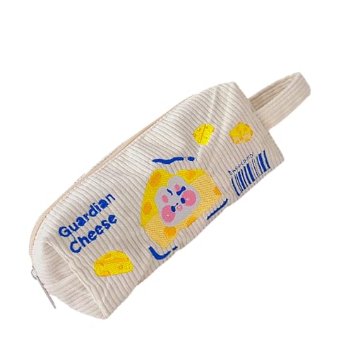 ZORESCOLEO Federmäppchen mit großem Fassungsvermögen, schöne Schreibwaren-Tasche, Cord-Federtasche, Make-up-Tasche, Schreibtisch-Organizer für Studenten, Käse, as the pic show von ZORESCOLEO
