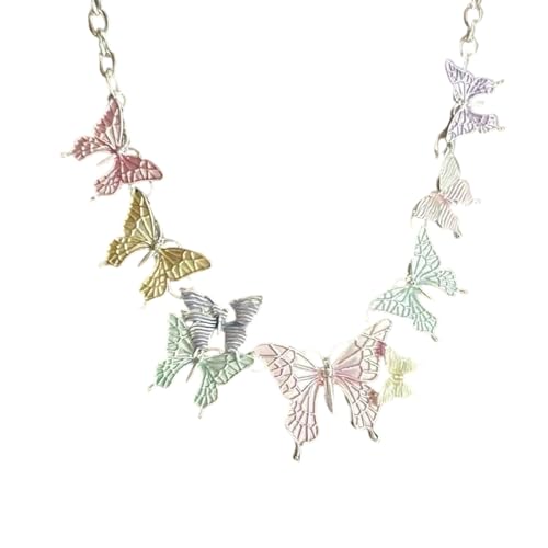 ZORESCOLEO Halskette mit Schmetterlings-Anhänger, zarte Halskette, Datum, Halsschmuck, Legierung, Textur für Festivals und Modenschauen, as the pic show, Metall von ZORESCOLEO