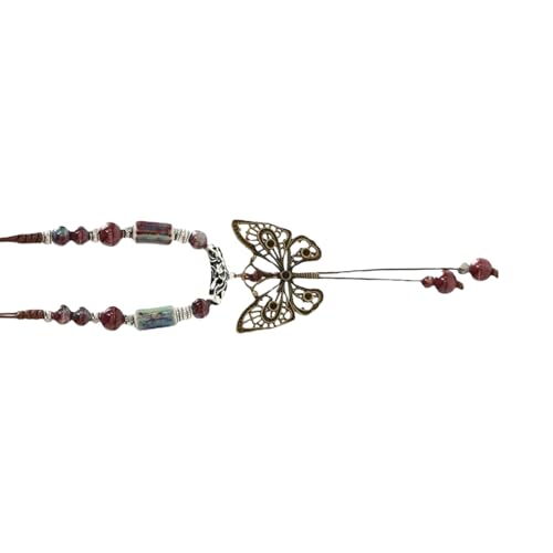 ZORESCOLEO Handgefertigter Keramik-Schmetterlings-Anhänger, Halskette, Schmuck, verstellbare Länge, leichter Halsschmuck für Damen, as the pic show, Keramik von ZORESCOLEO